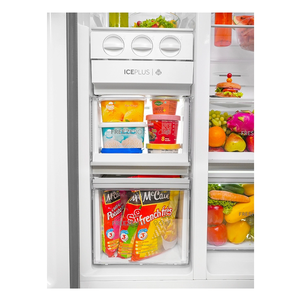 Haier 596 L Double Door Side By Side Refrigerator, Expert Inverter Technology  and Water Dispenser HRS-682SWDU1